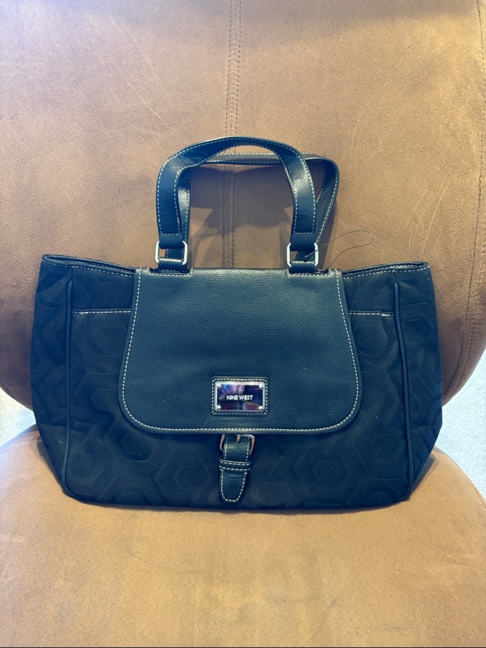 Nine West Black Satchel with Front Flap